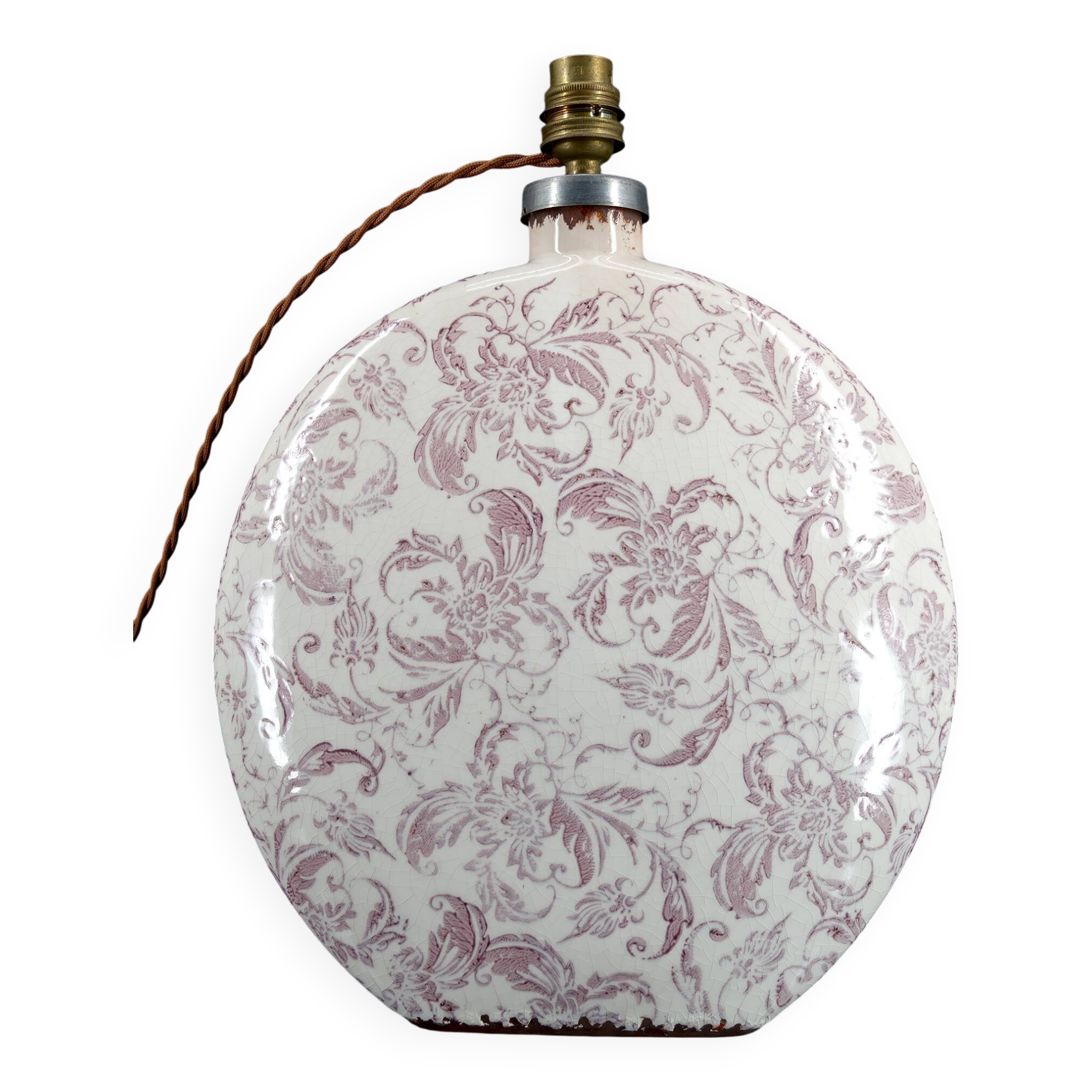 Ceramic lamp, crackled enamel, Shabby Chic, 20th century