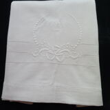 Cotton and linen sheet embroidered 1.86 x 2.60 m