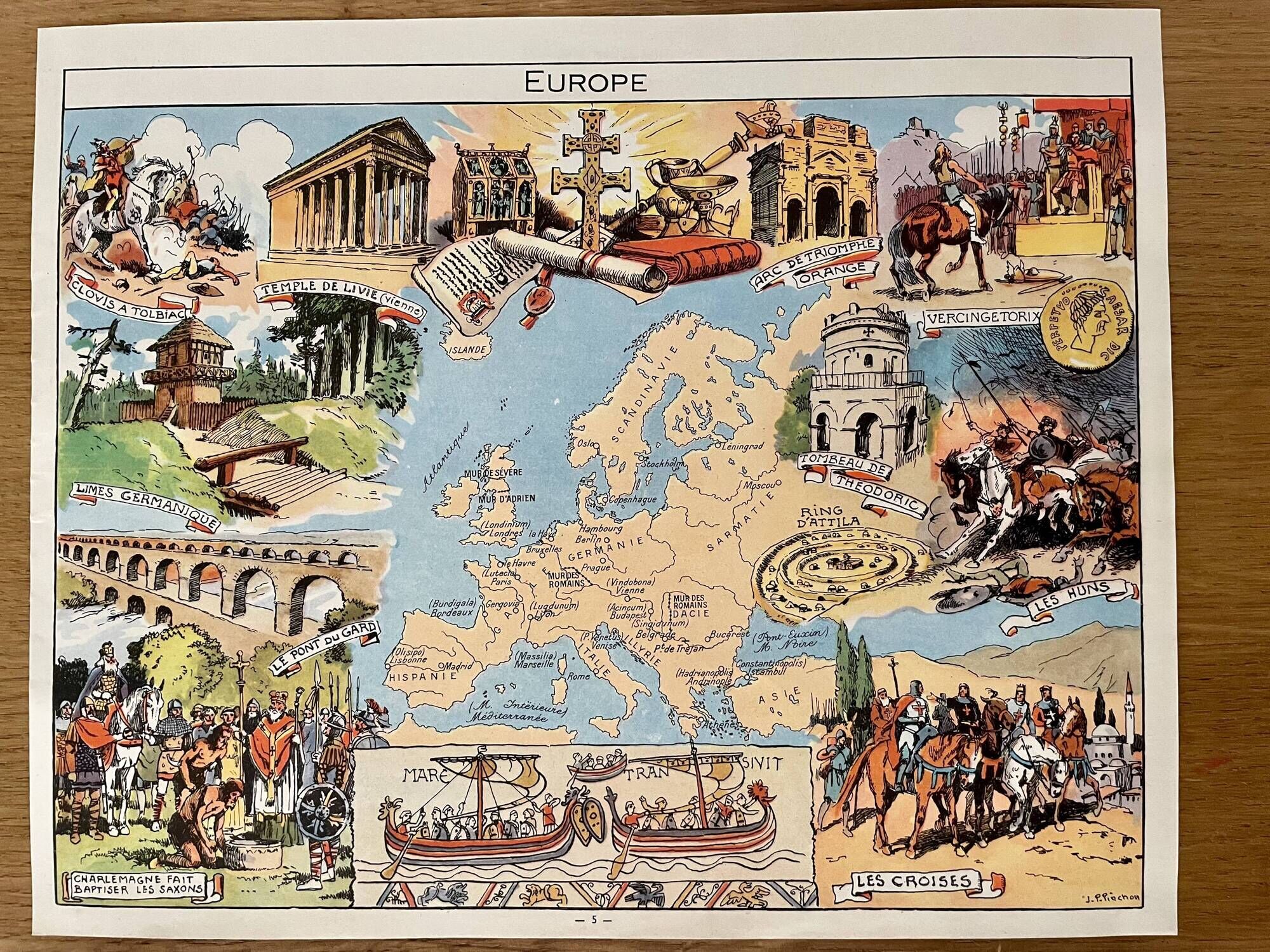 Set of 5 cards illustrated by JP Pinchon - 1948