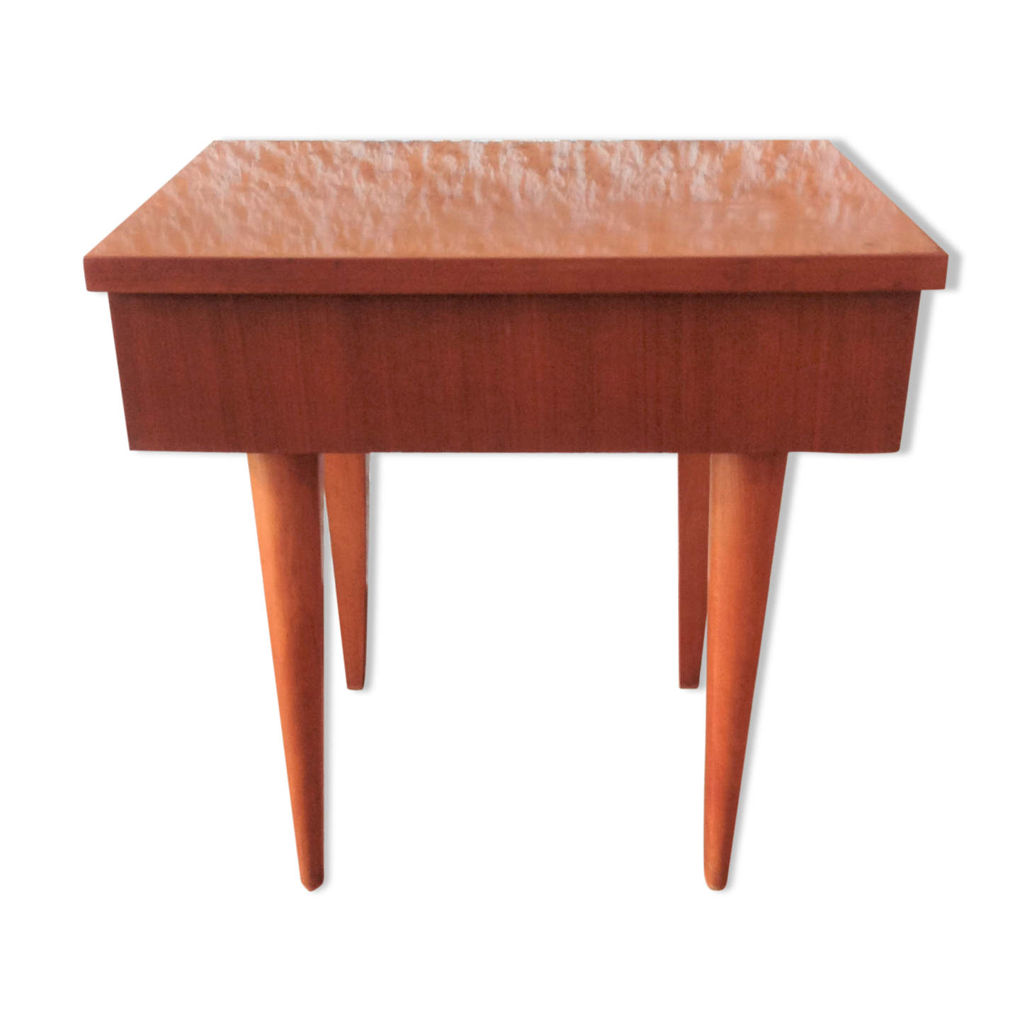 Varnished wooden bedside table Scandinavian style / vintage 60s-70s