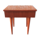 Varnished wooden bedside table Scandinavian style / vintage 60s-70s