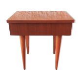 Varnished wooden bedside table Scandinavian style / vintage 60s-70s