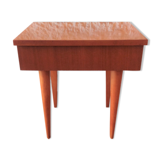 Varnished wooden bedside table Scandinavian style / vintage 60s-70s