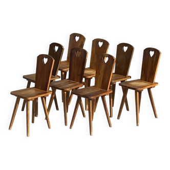 lot de chaises de campagne à dossiers coeurs