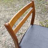 4 chaises vintage bois et skaï années 70