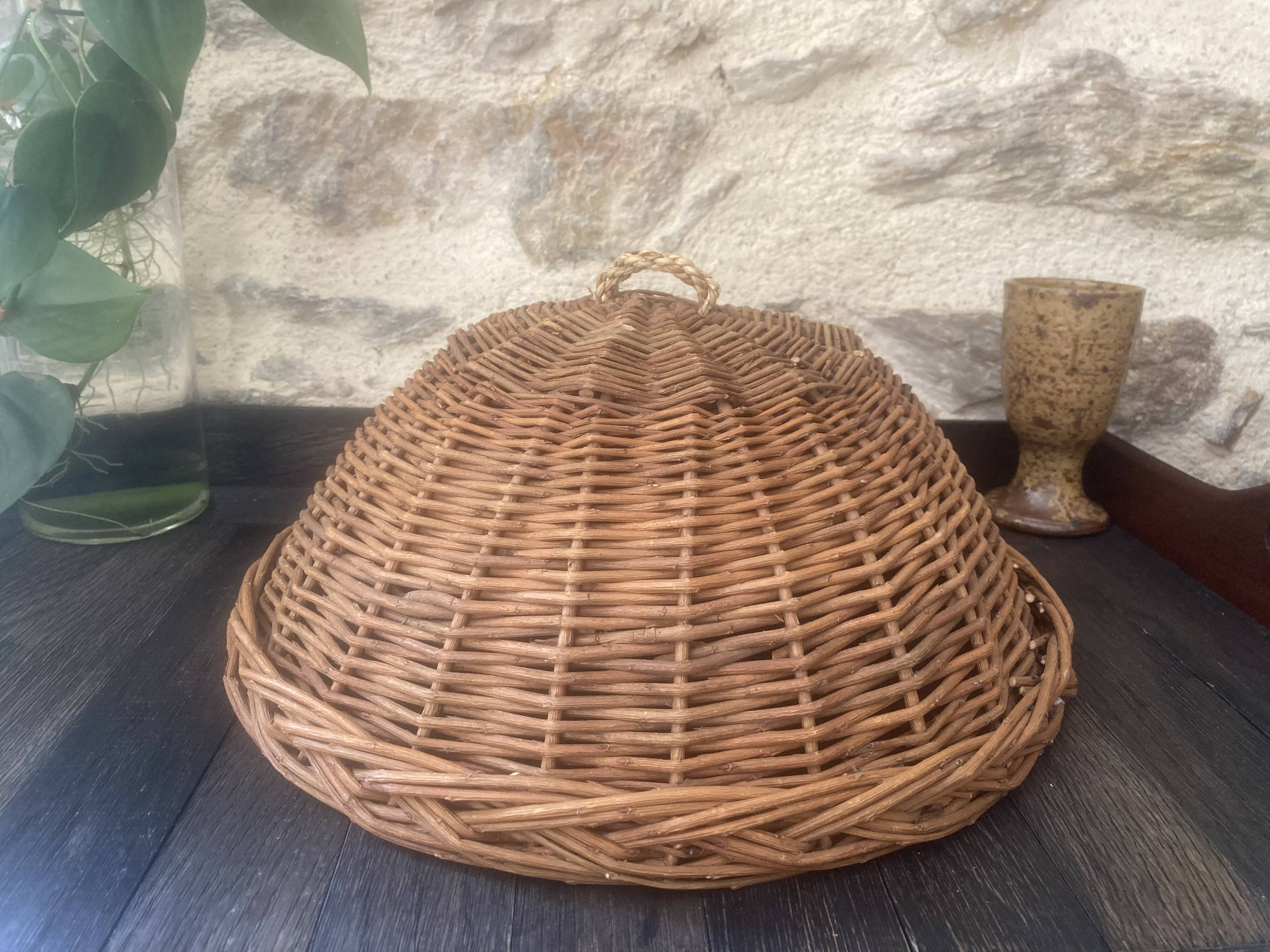 Vintage braided wicker fruit bell
