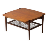 Table basse en toile vintage en teck, années 1960