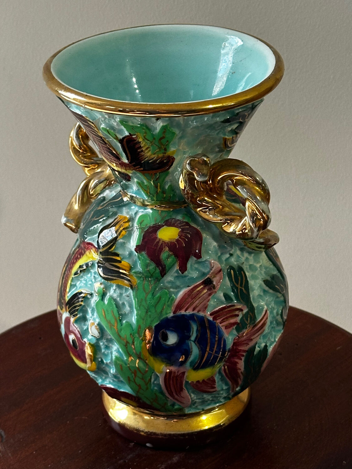 Cerdazur Monaco vase in ceramic with fish decoration