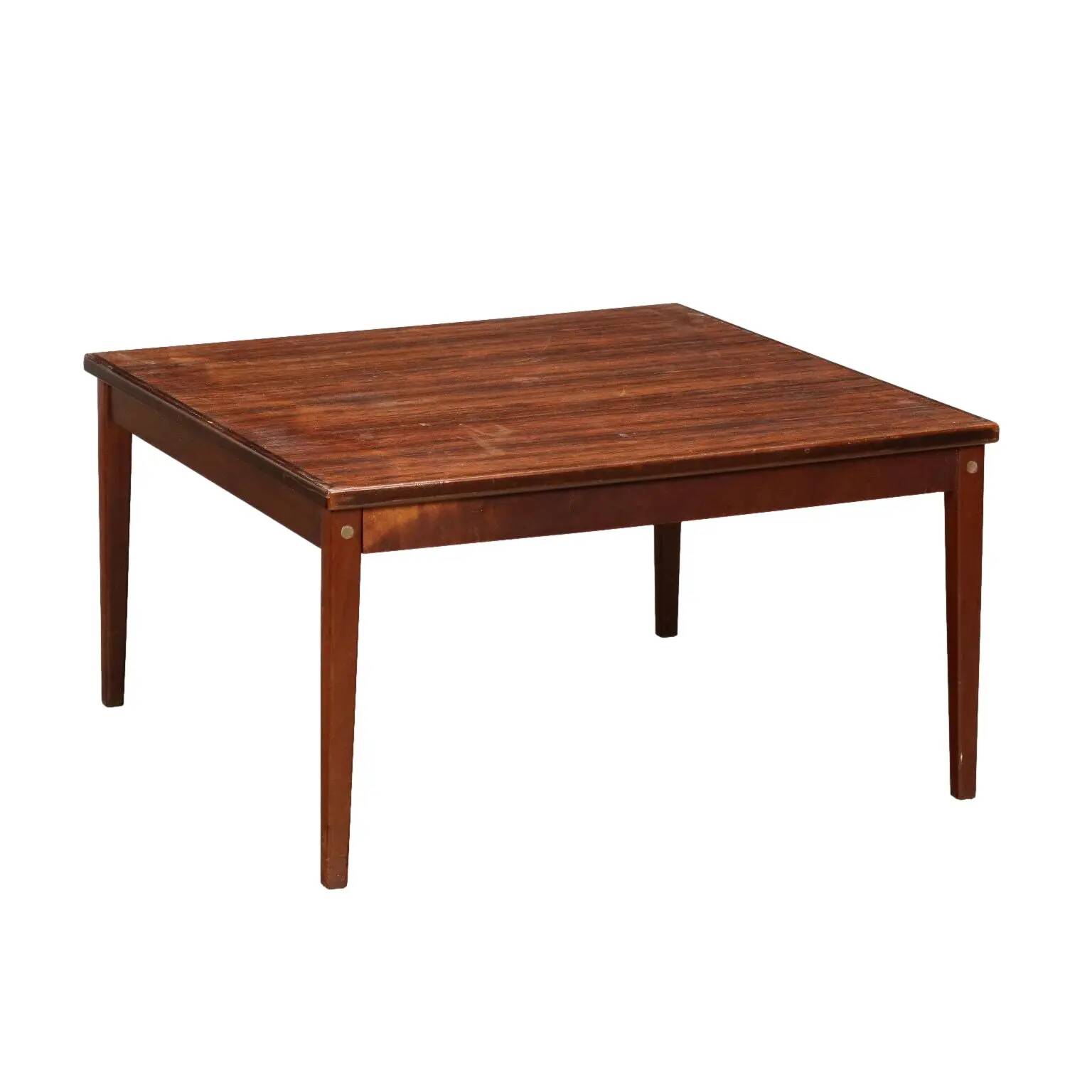 Table basse vintage plaquée en différentes essences de bois, Brésil