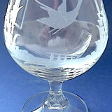 Suite of six tasting glasses of engraved crystal cognac