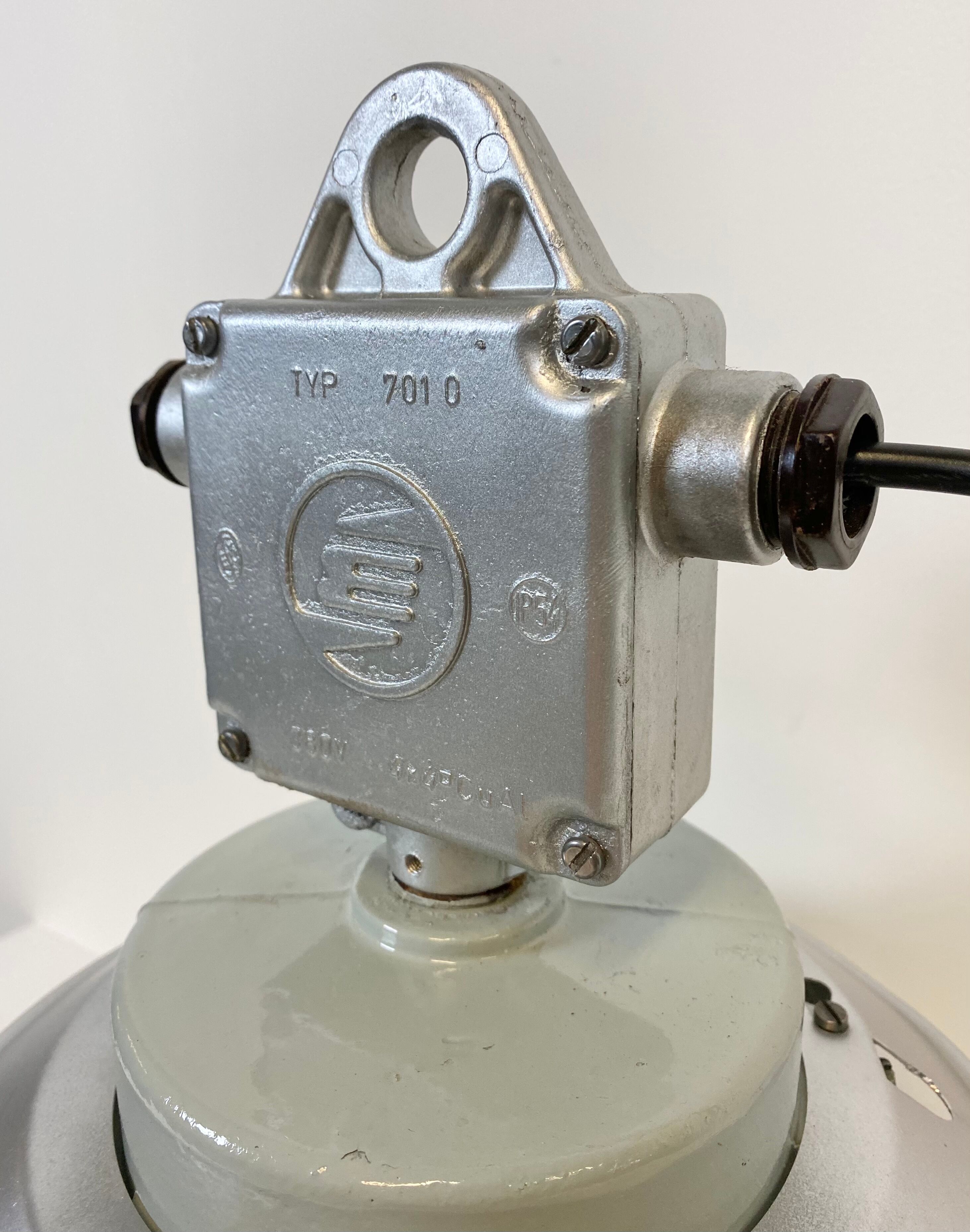 Vintage Industrial Aluminium Lamp with Milk Glass, 1970s