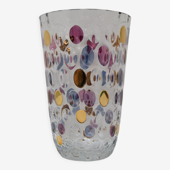 Vintage glass vase by Glasswork Novy Bor 1950's