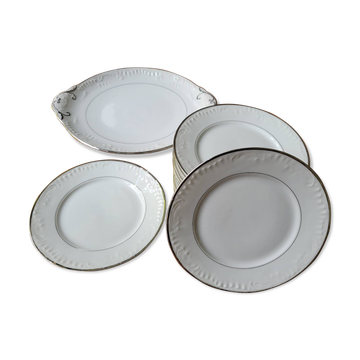 Silver-edged dessert service and its dish