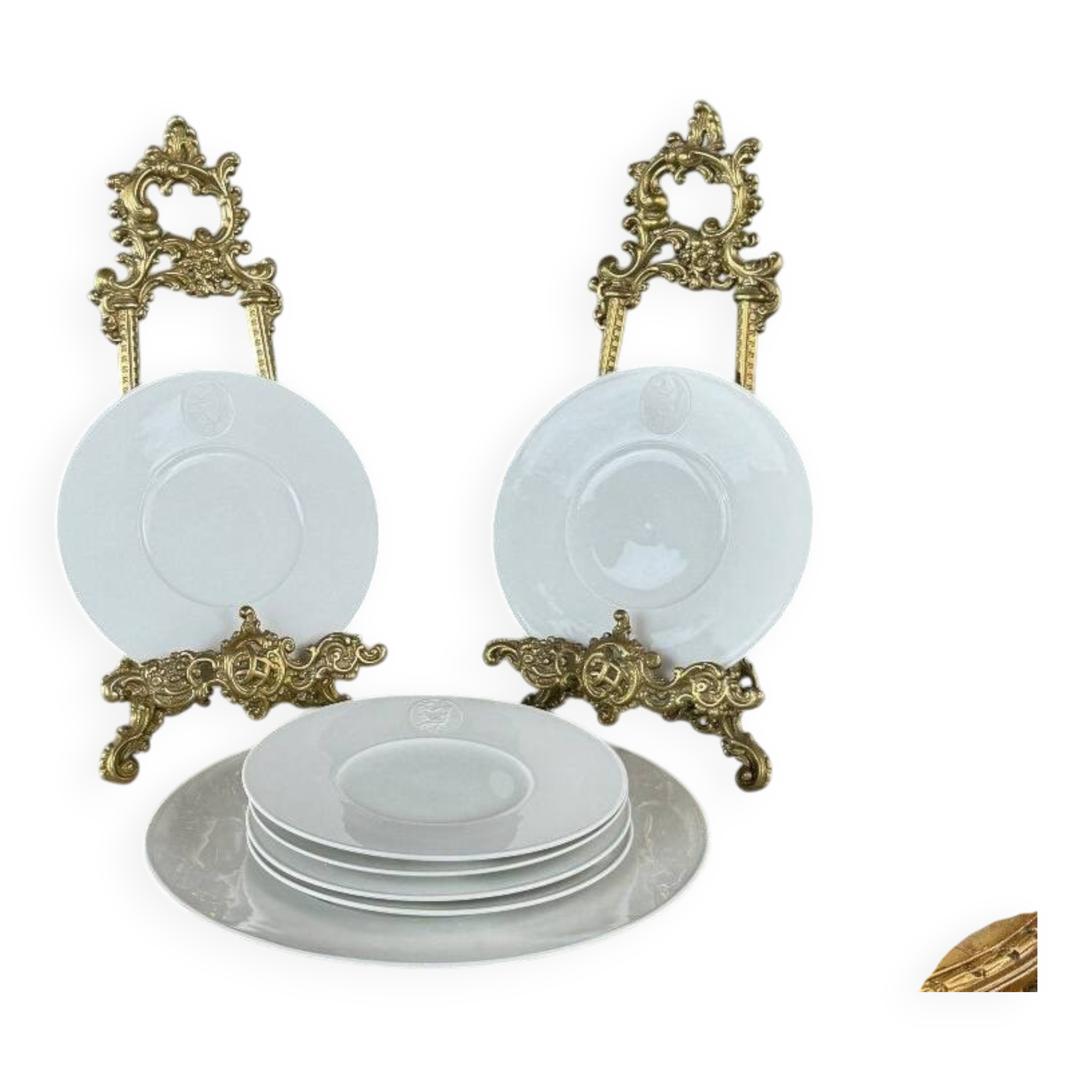 Kmp Berlin Porcelain Flatware and Dessert Plates Set, 20th Century