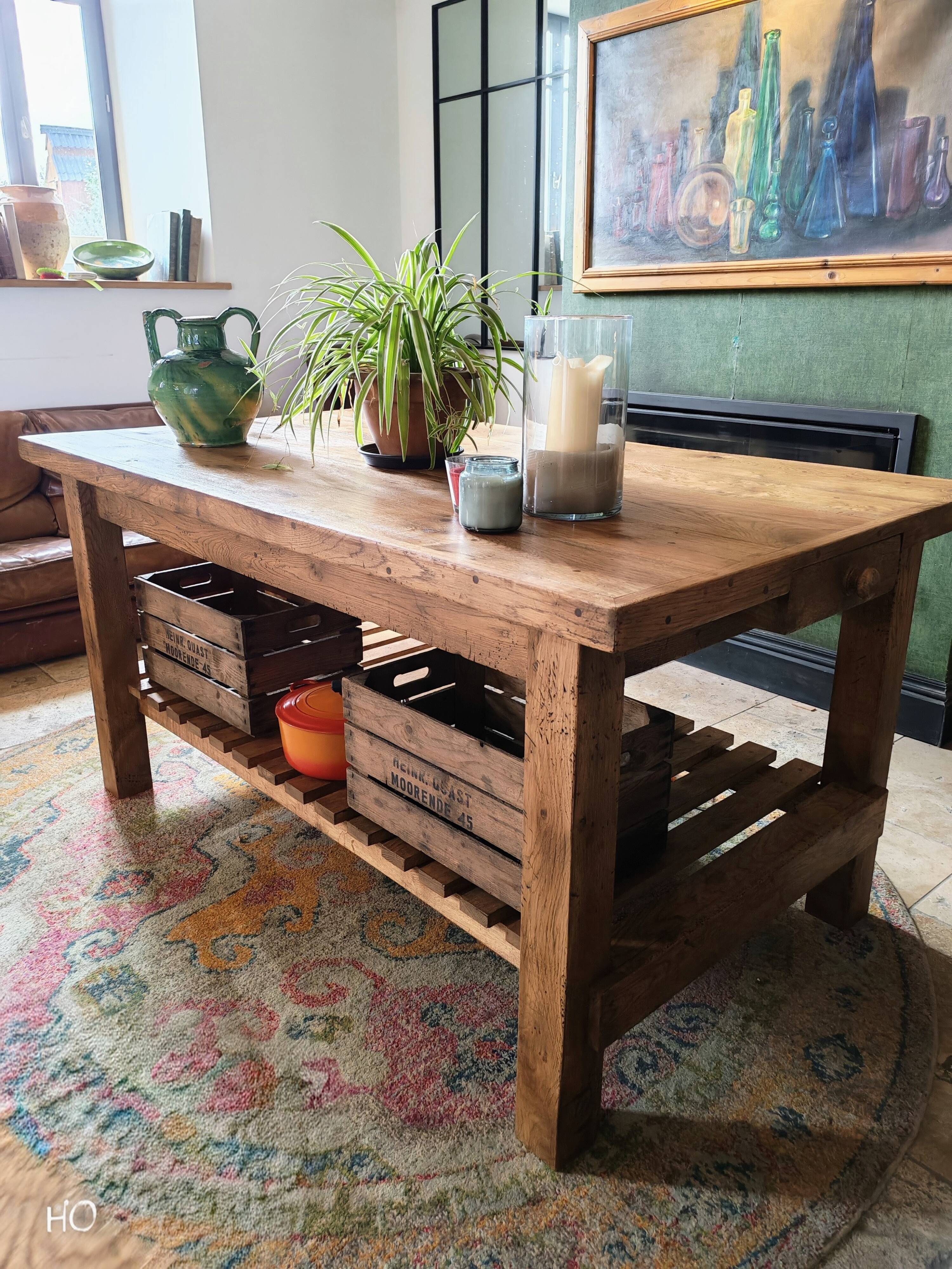 XXL solid oak kitchen island/worktop 180 x 105