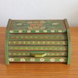 Vintage hand-painted wooden bread box