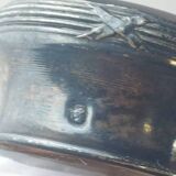 Ancienne saupoudreuse poudrier de table, en verre gravé et argent massif, X