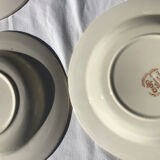 Set de 8 assiettes creuses fleurs bordeaux et jaune