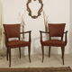 Pair of vintage bridge armchairs year 60 in imitation rust leather.