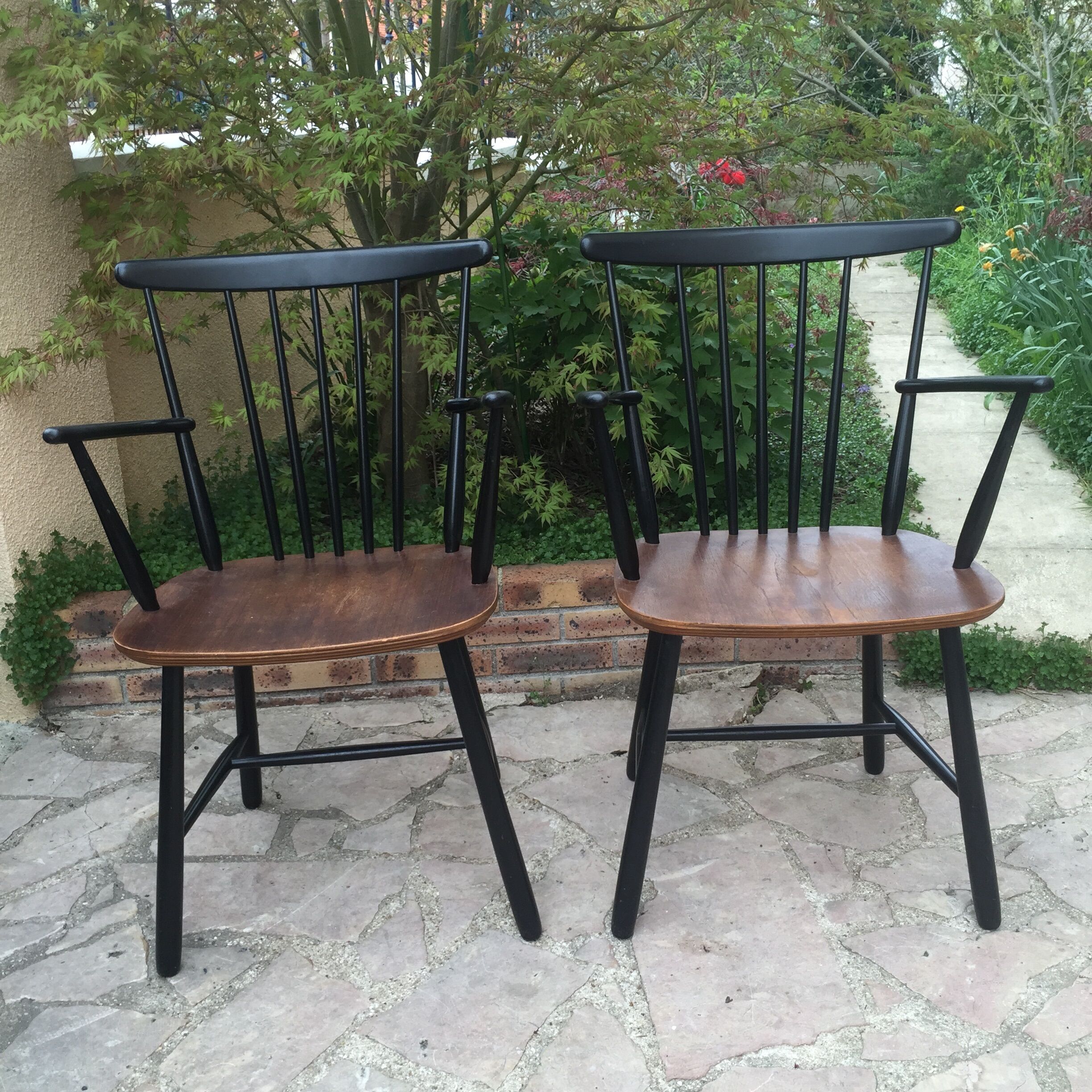 Pair of old wood armchairs