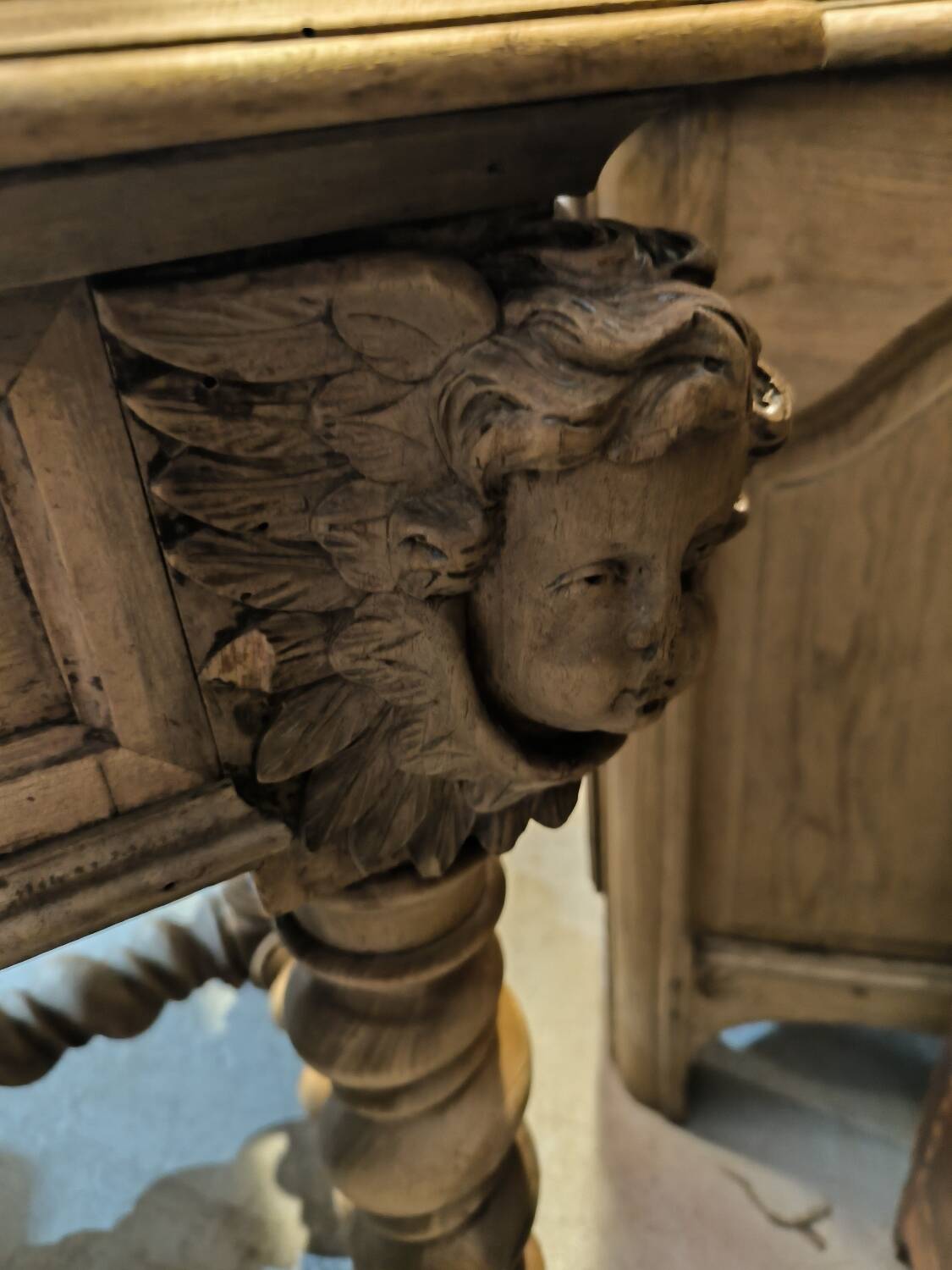 19th century desk in natural solid walnut.
