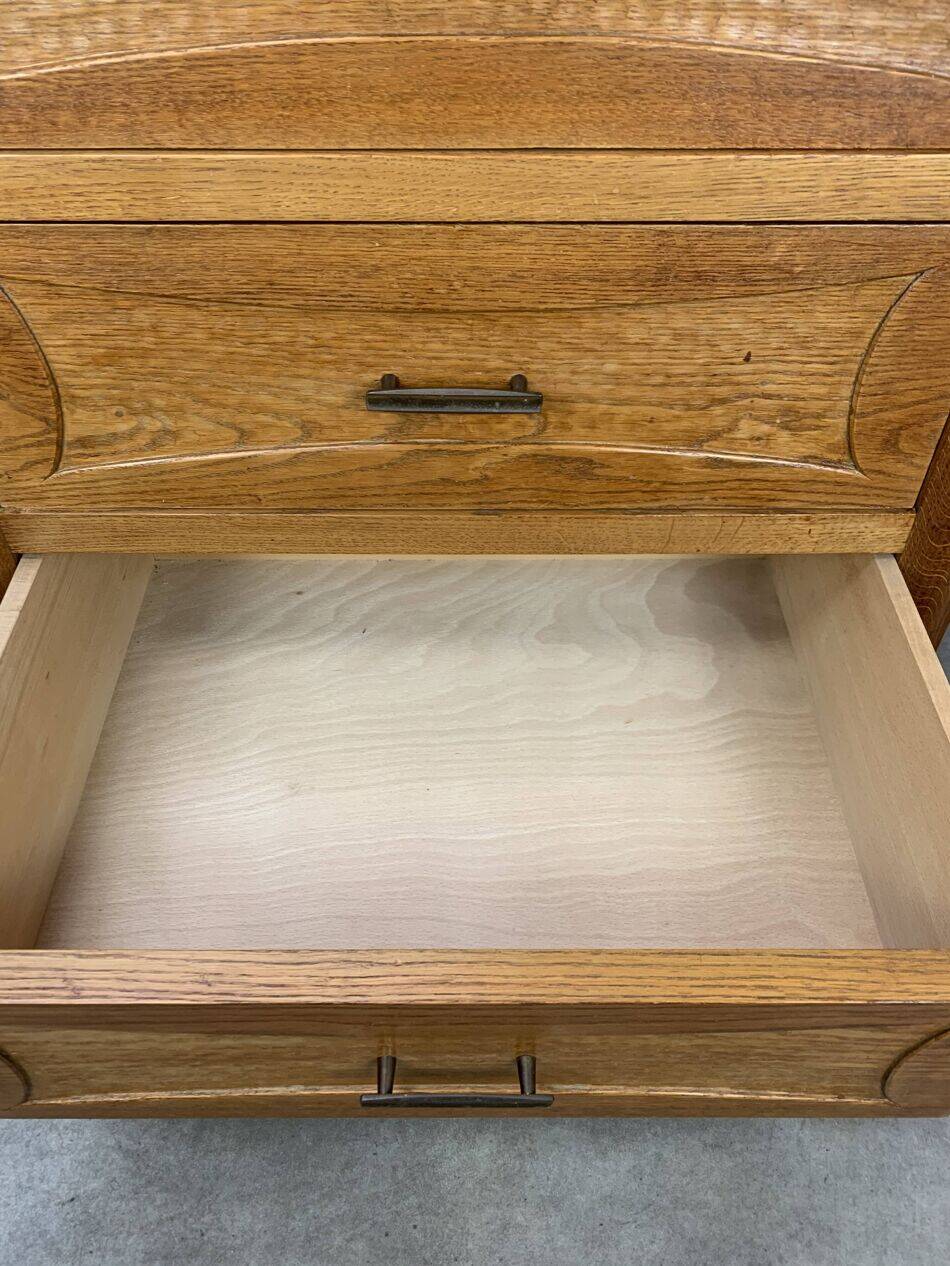 Secrétaire, bureau, commode en chêne, années 50