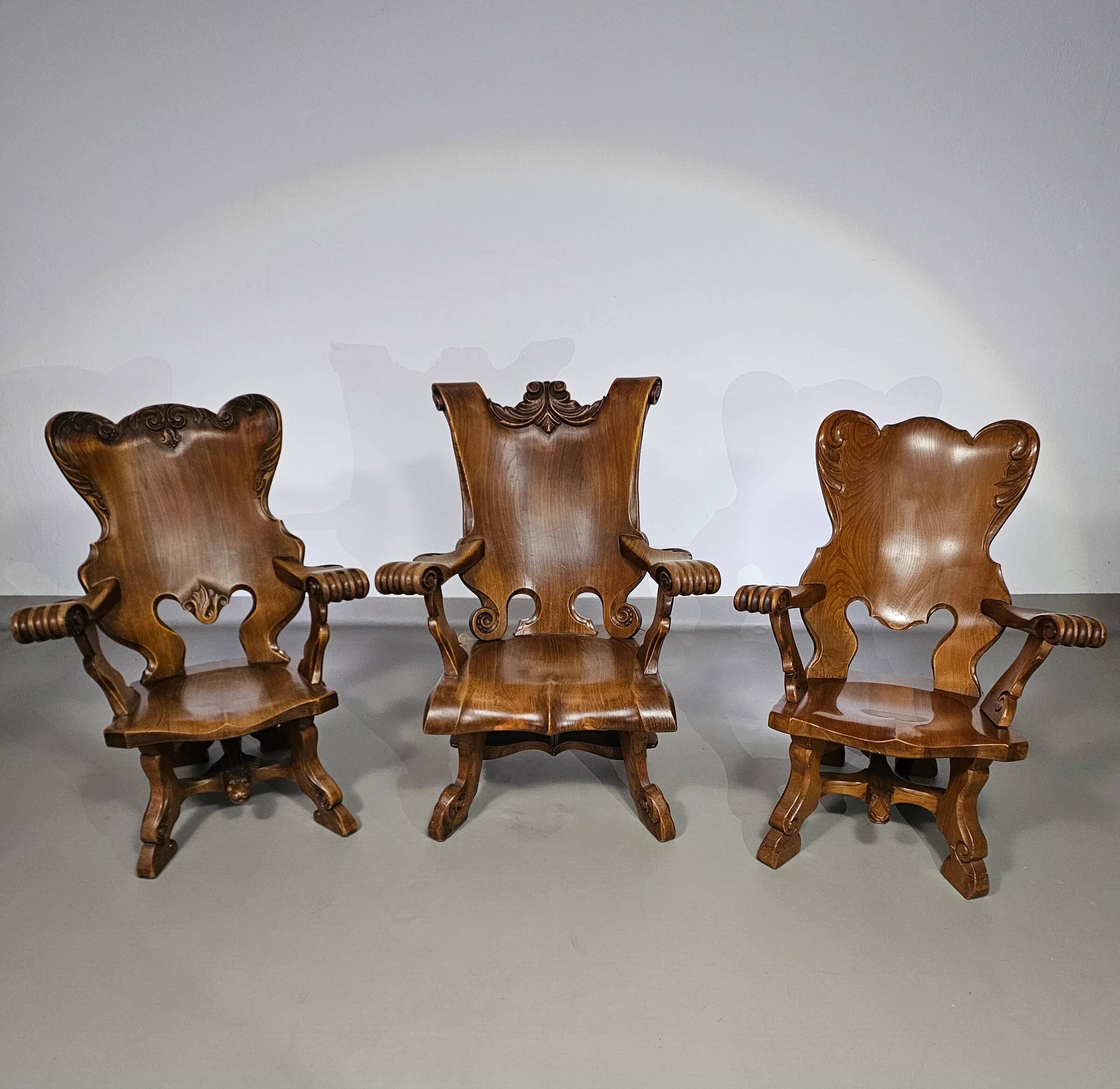 4 x large oak claw armchairs 1960s