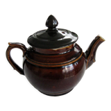 Ancienne cafetière en céramique vernissée marron
