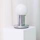 Space Age Desk Lamp in Argent Chrome with Opal White Glass Globe – 1970s Italian Memphis Postmodern