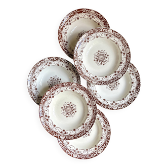 6 Jules Vieillard ironstone soup plates, "Louis XV" service
