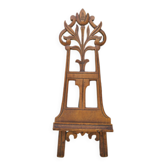 Vintage photo holder carved wood easel