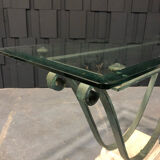 Iron and glass console, antique patina