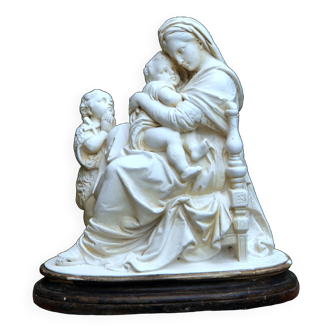 Religious statue plaster pipe clay Raphaël Madonna / Virgin