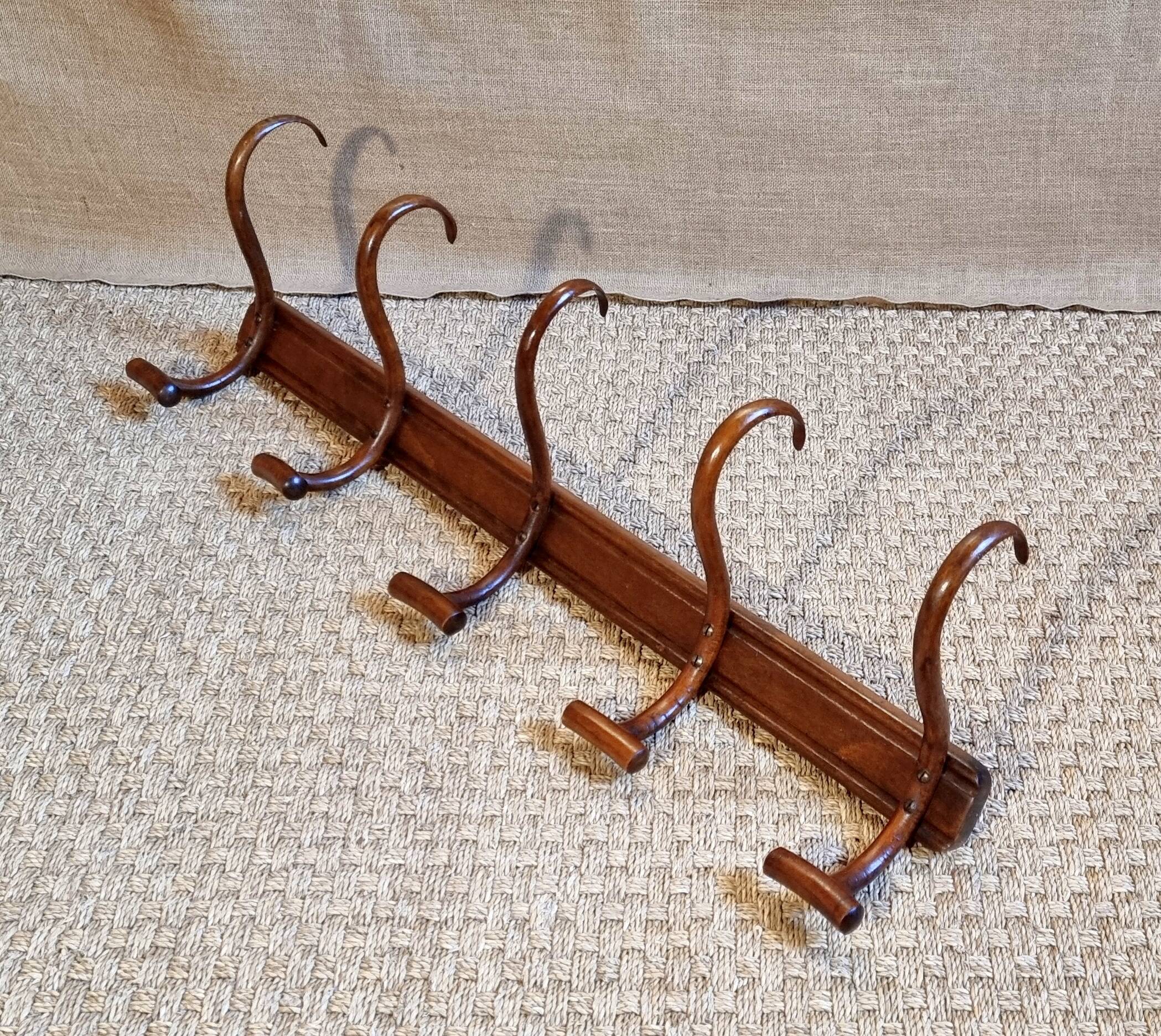 Baumann 5-hook bistro wall coat rack from the 30s