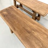 Pair of small solid oak benches - 1950s