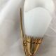 Pair of 60's gilded appliques 2 white conical lights