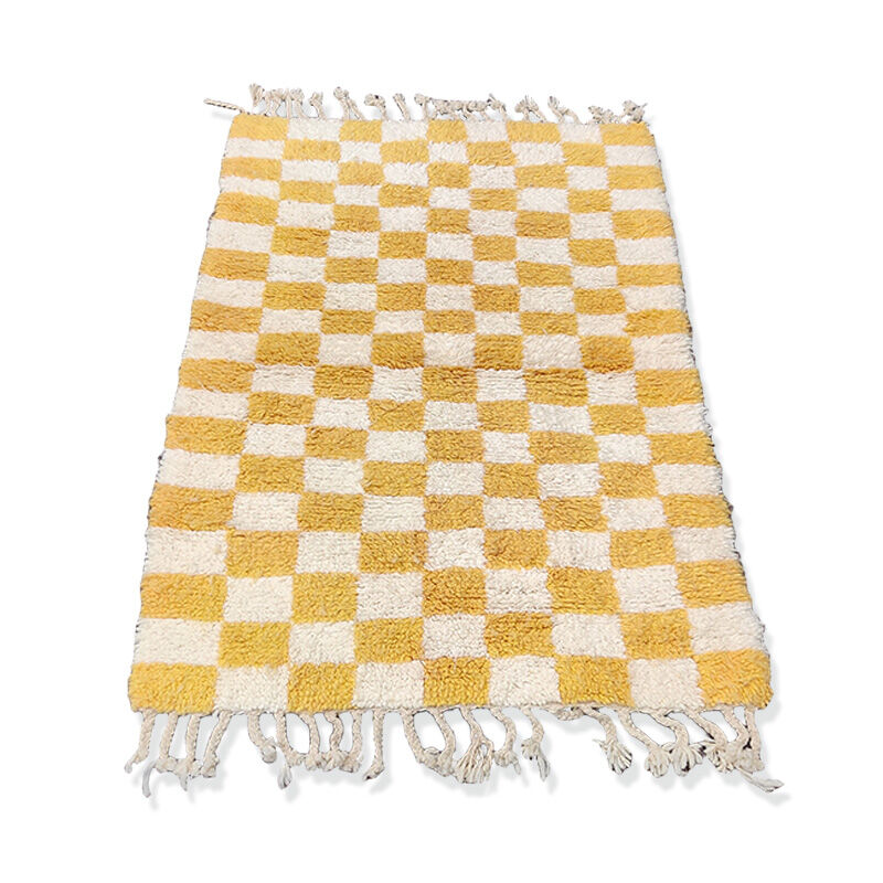 Berber carpet yellow tiles 100x145 cm