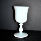 Ancient opaline white glass goblet with a soap bubble effect.