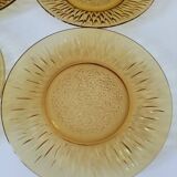 Ensemble 6 assiettes dessert verre pressé moulé motif tournesol vereco