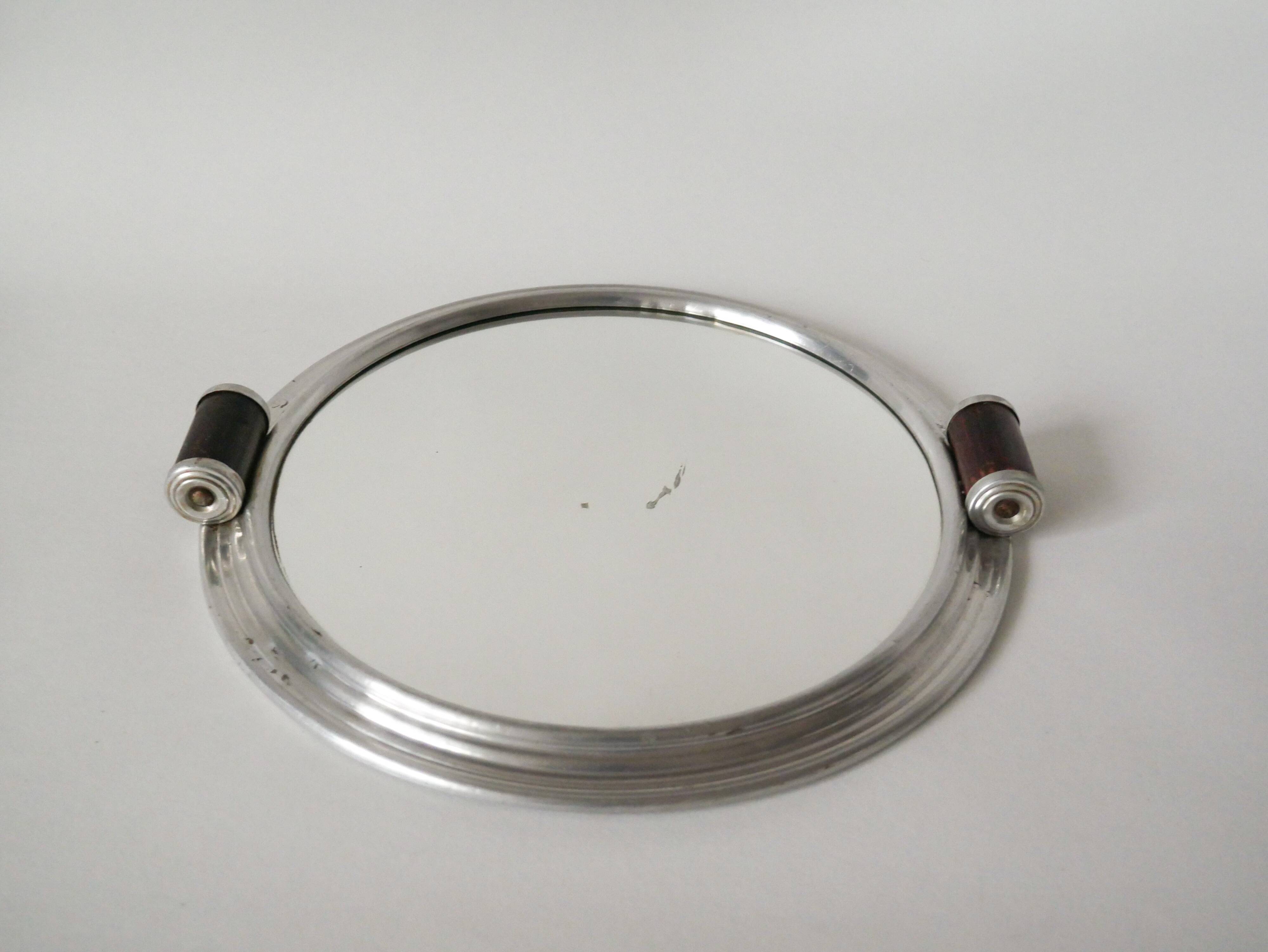 art deco round mirror tray 1930 30 cm
