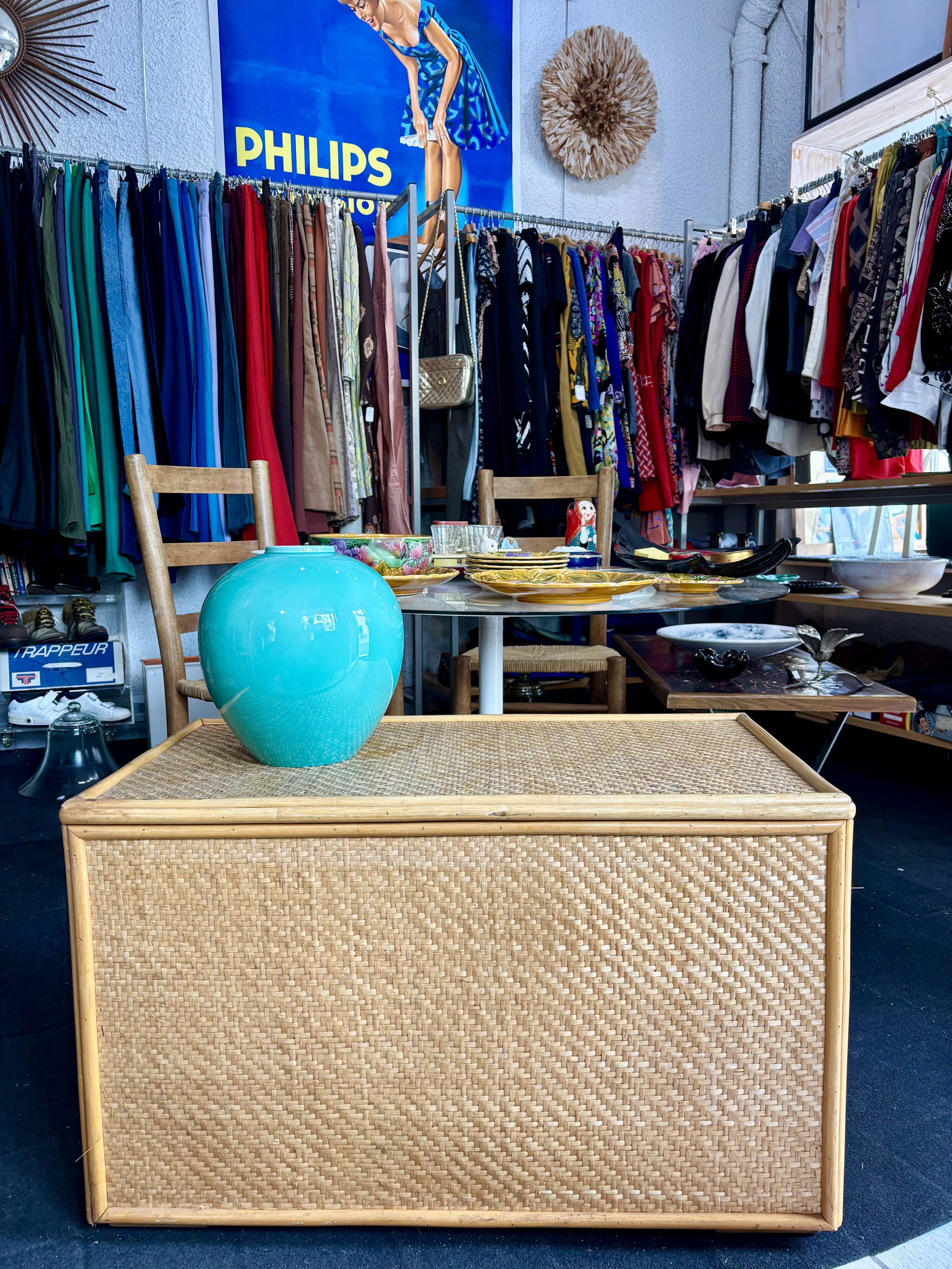 Vintage wicker trunk