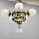Czech Art Deco Brass and Glass Chandelier, 1950s