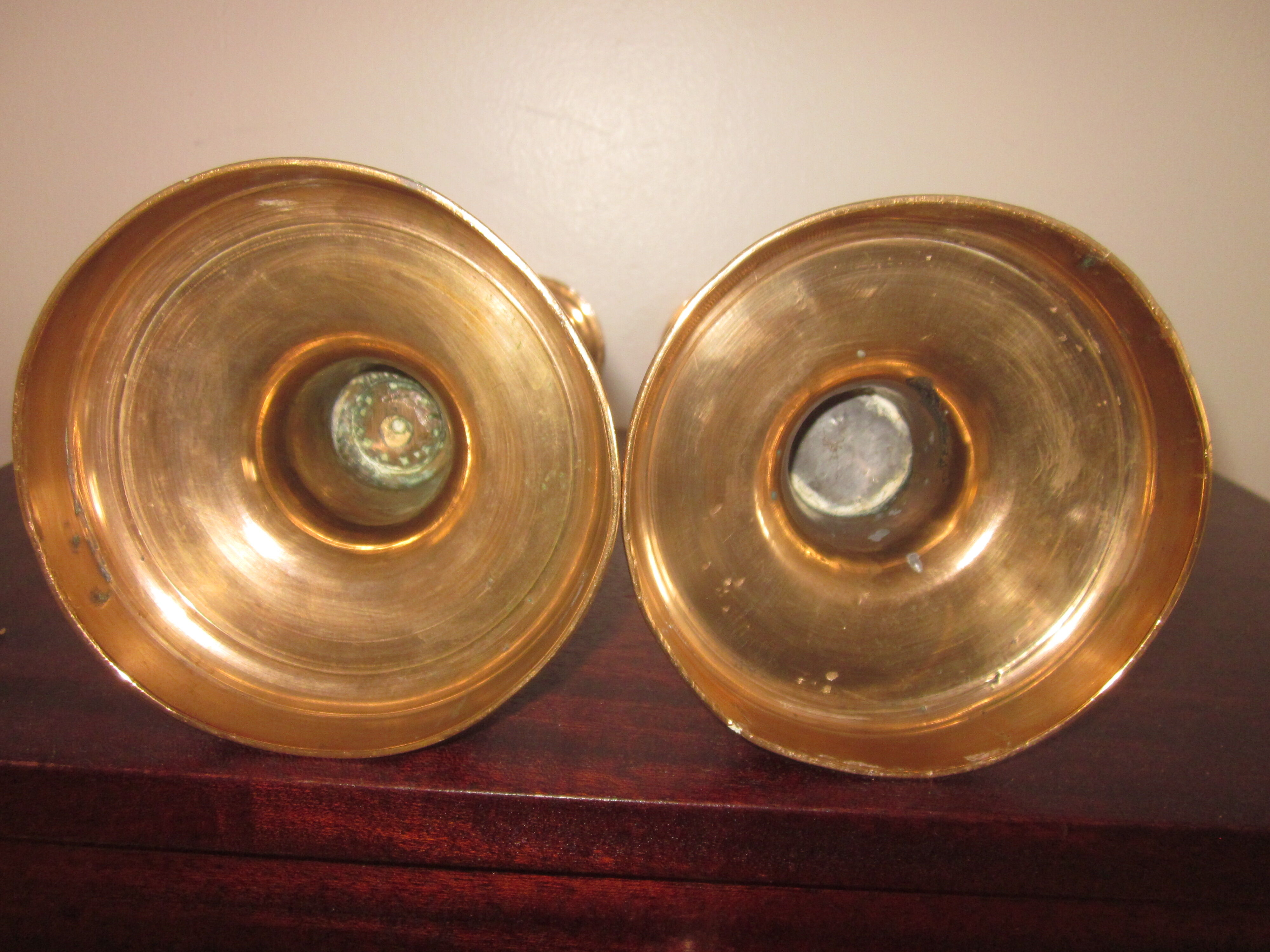 Pair of old bronze candlesticks