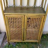 Vintage rattan and bamboo bookcase