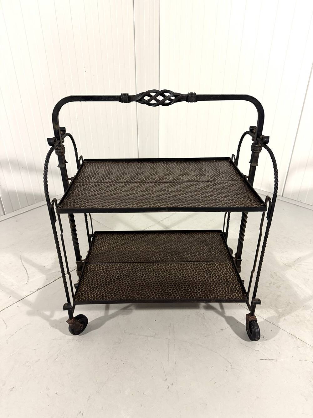 Brutalist wrought iron folding serving trolley 1960’s