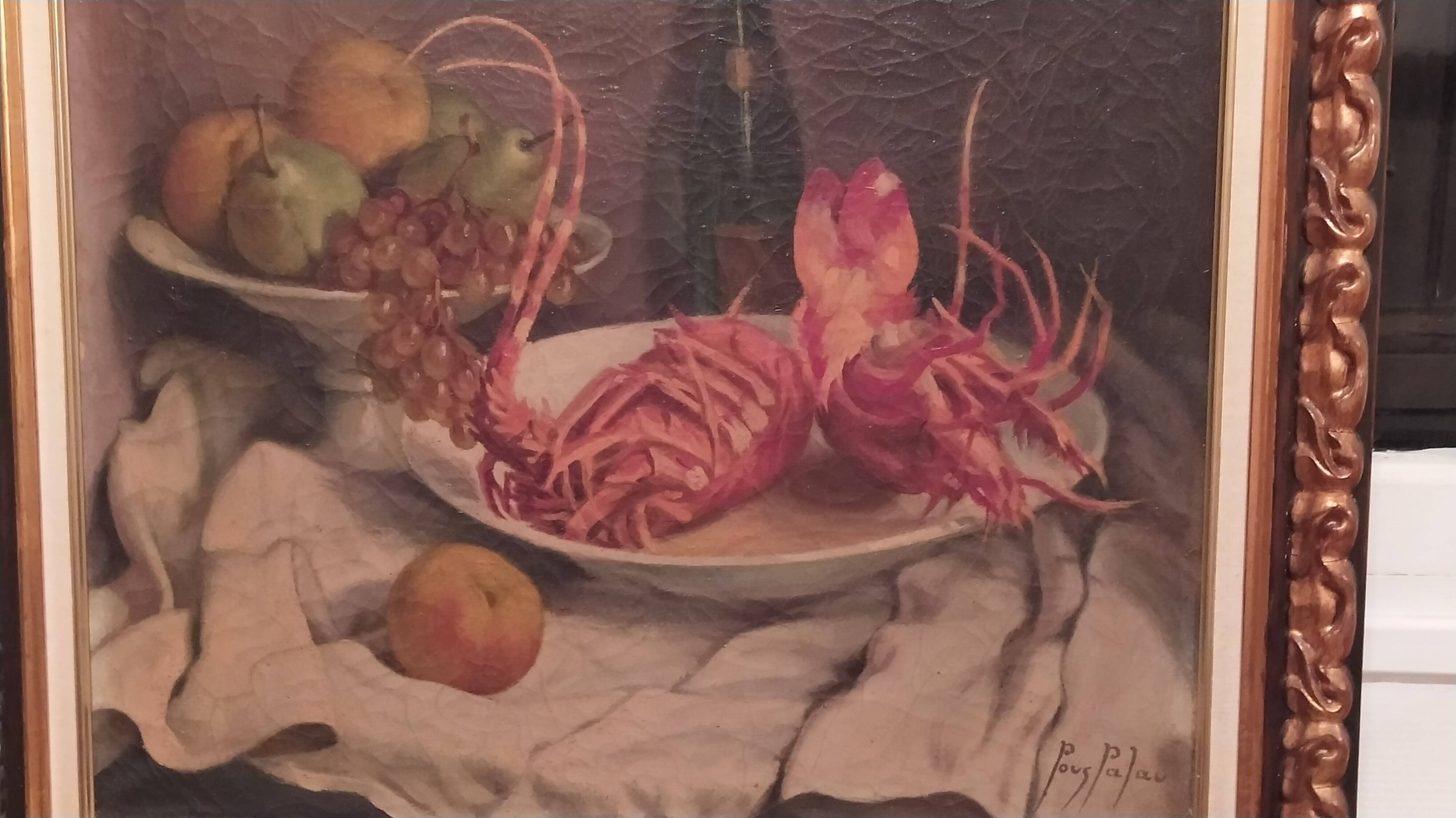 oil painting Antonio Pous Palau (1870–1959) – Still Life with Lobster