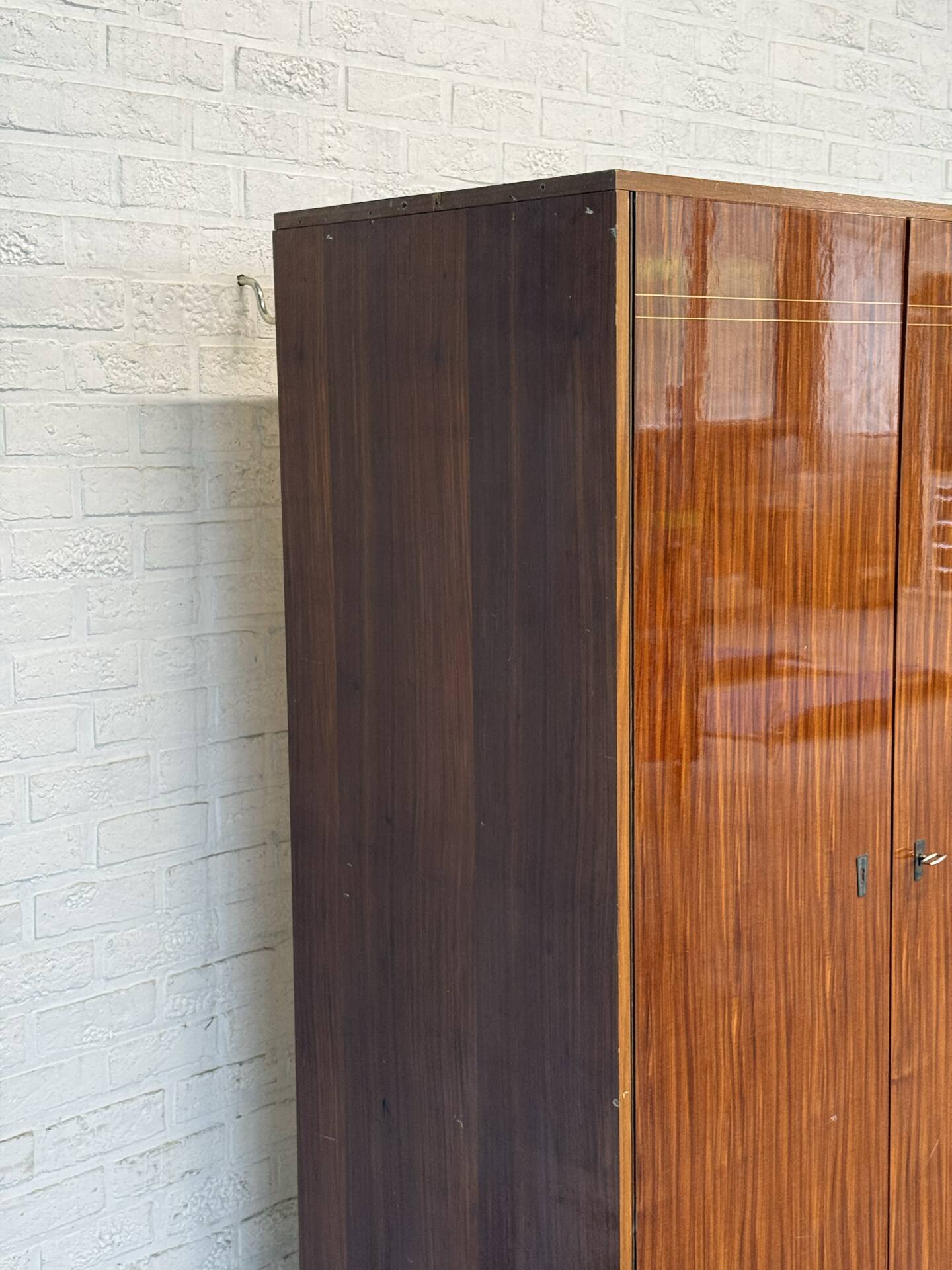 Vintage RVD Belgian Mid-Century Wardrobe — Lacquered Rosewood Veneer &
