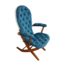 Fauteuil velours et bois réglable