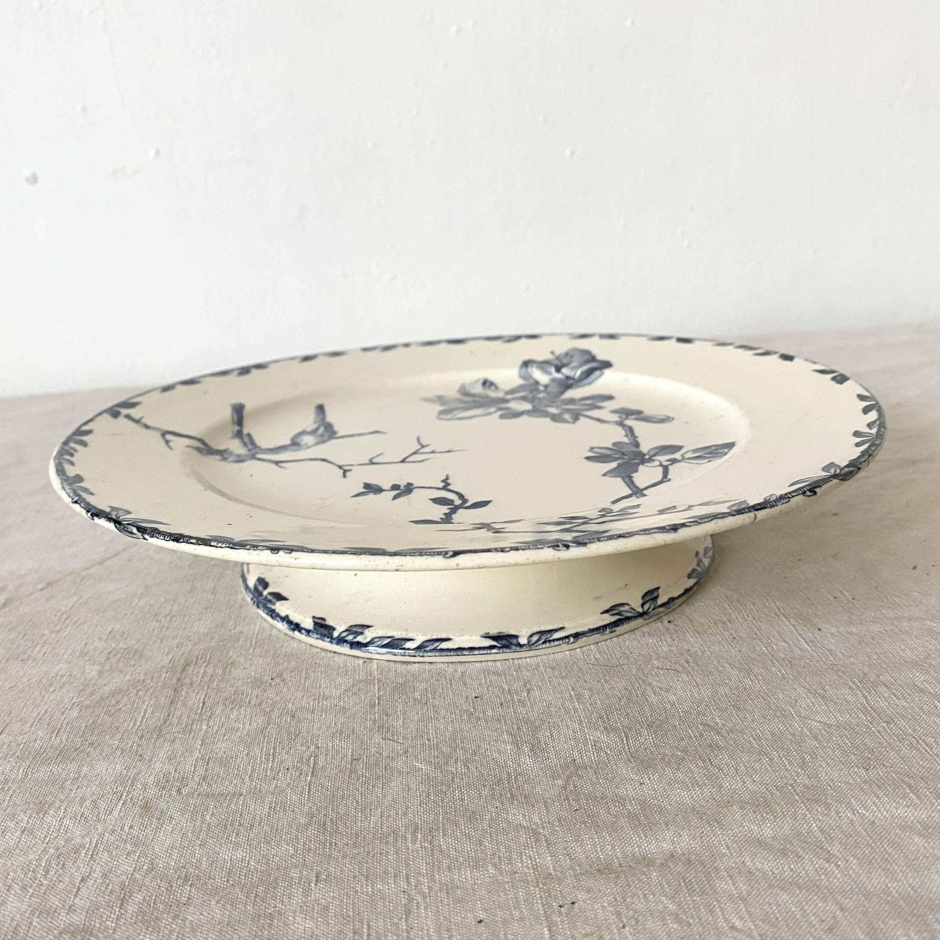 Earthenware compotier, oxford blue, hb & cie choisy le roi