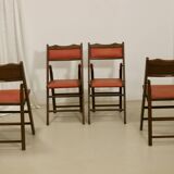 Set of 4 art deco folding chairs in cedar wood from the 1950s,